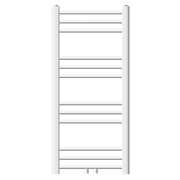 LuxeBath Badheizkörper Design Handtuchheizkörper Handtuchwärmer Mittelanschluss gerade 240 W - B x H: 40 x 80 mm, Weiß - Weißer Handtuchheizkörper mit mehreren horizontalen Stangen zum Heizen und Trocknen.
