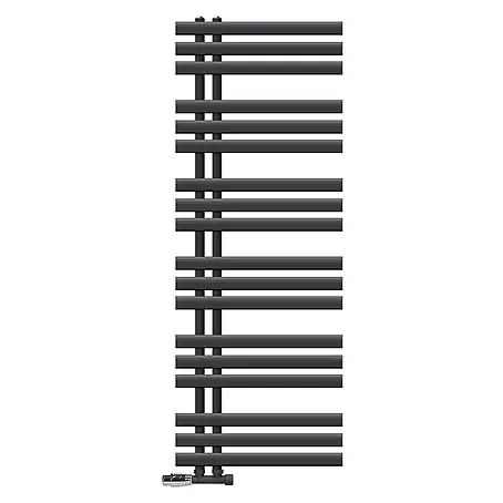 Badheizkörper 500x1400mm Anthrazit Seitenanschluss mit Ventil Eckform