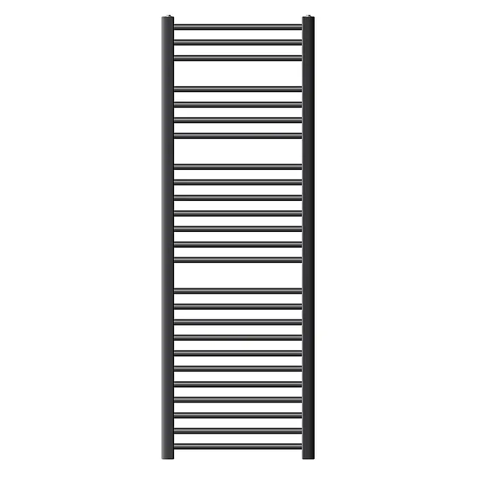 LuxeBath Badheizkörper Design Handtuchheizkörper Handtuchwärmer Seitenanschluss gerade 570 W - B x H: 50 x 150 mm, Anthrazit - Langer, anthrazitfarbener Metall-Handtuchheizkörper mit horizontalen Stangen für Bad und Handtuchtrocknung.