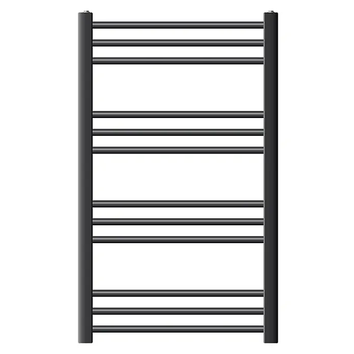LuxeBath Badheizkörper Design Handtuchheizkörper Handtuchwärmer Seitenanschluss gerade 330 W - Anthrazit - Dunkelgrauer metallischer Handtuchheizkörper mit mehreren Querstreben.