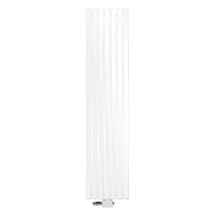 LuxeBath Badheizkörper Design Paneelheizkörper Handtuchwärmer mit Universal Thermostatventil - B x H: 37 x 180 mm, Weiß - Hoher weißer vertikaler Heizkörper mit flachen Paneelen und unteren Anschlussventilen.