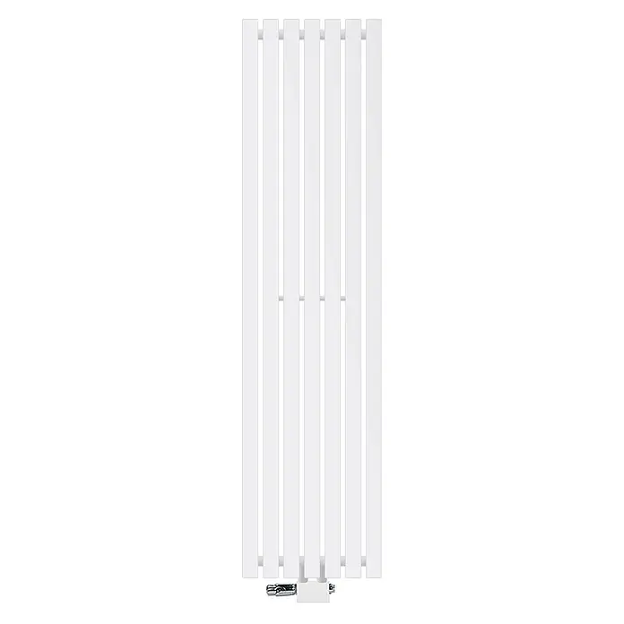 LuxeBath Badheizkörper Design Paneelheizkörper Handtuchwärmer mit Universal Thermostatventil - Weiß - Weißer vertikaler Paneelheizkörper mit Bodenanschlüssen.