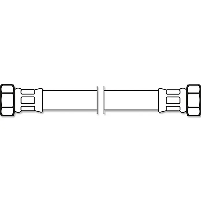 Flexo Anschlussschlauch - ⅜″/⅜″, Länge: 30 cm - Abbildung einer flexiblen Rohrleitung mit Armaturen an beiden Enden. Ideal für Sanitär- oder Heizungsanwendungen.