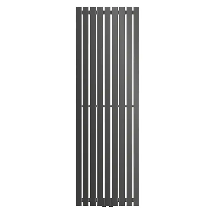 LuxeBath Badheizkörper Design Handtuchheizkörper Handtuchwärmer Mittelanschluss Radiator - Anthrazit - Dunkelgrauer vertikaler Flachheizkörper mit mehreren flachen Stäben.