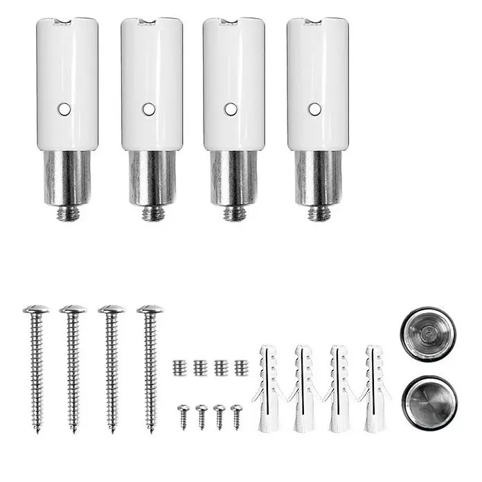 ECD Germany Badheizkörper Tharr Heizkörper Handtuchtrockner Badezimmer Heizung für Handtücher - B x H: 50 x 95 mm, Chrom - Set aus weißen zylindrischen Wandabstandshaltern mit Gewindebasen aus Metall, inklusive Schrauben und Dübeln.