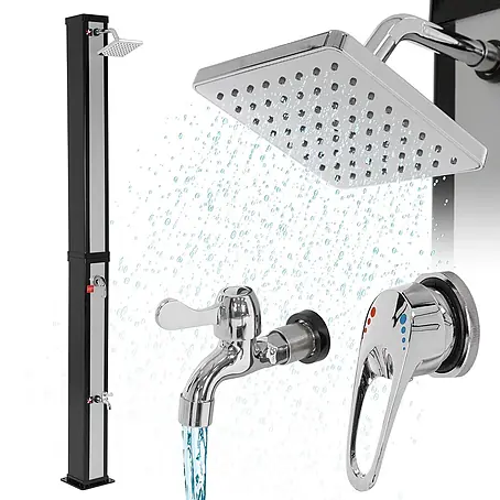 ML-Design  Solardusche 40L Eckig mit Fußdusche und Regenduschkopf warmes Wasser