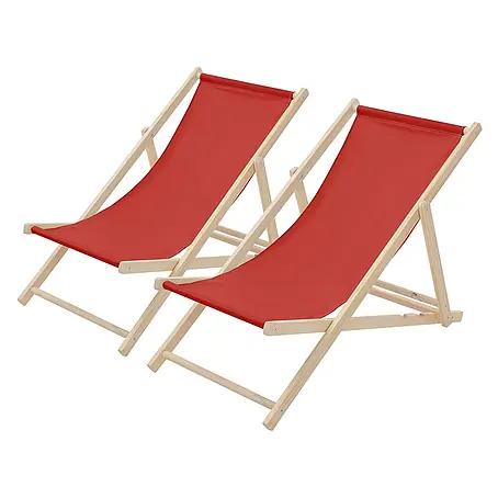 ECD Germany  Garten-Liegestuhl 2er Set Sonnenliege Rot Klappliegestuhl Relaxliege