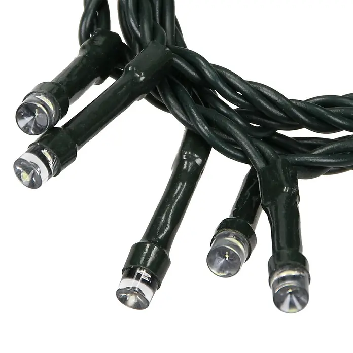 ECD Germany LED-Lichterkette 1200 LEDs 24m für Innen & Außen IP44 Kaltweiß - Außen, Lichtfarbe: Warmweiß, Anzahl Leuchtmittel: 1.200 Stk., Netzbetrieben - Dunkelgrüne LED-Lichterkette mit klaren, facettierten Glühbirnen.