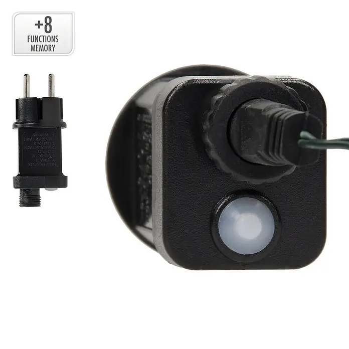 ECD Germany LED-Lichterkette 800 LEDs 24m für Innen & Außen IP44 Warmweiß - Außen, Lichtfarbe: Warmweiß, Anzahl Leuchtmittel: 800 Stk., Netzbetrieben - Schwarzes Netzteil mit EU-Stecker, Steuerbox mit weißem Knopf und grünem Kabel, bietet 8 Funktionen mit Speicher.