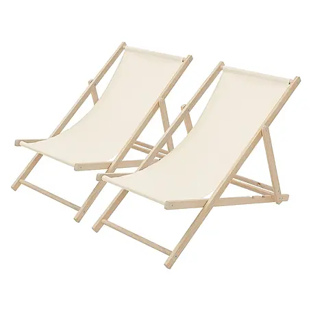 ECD Germany  Garten-Liegestuhl 2er Set Sonnenliege Beige Klappliegestuhl Relaxliege