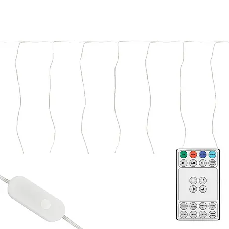 ECD Germany  LED-Lichtervorhang 120 LEDs 3m für Innen & Außen IP44 Warmweiß