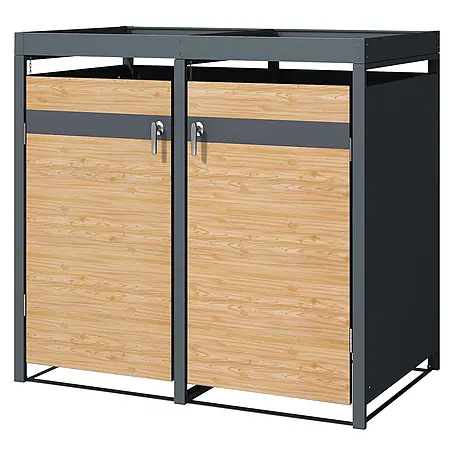 ML-Design  Mülltonnenbox Mülltonnencontainer mit Klappdeckel/Tür für 2 Tonne 120 oder 240 Liter