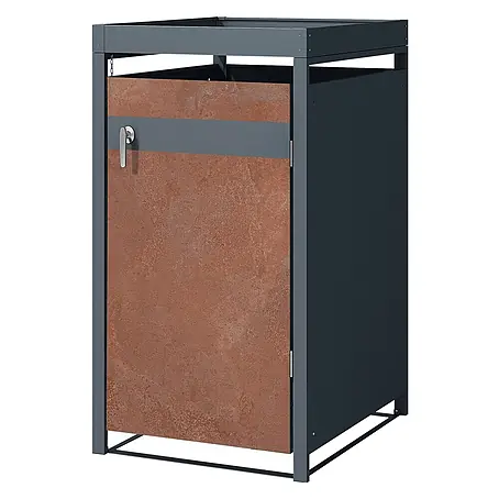 ML-Design  Mülltonnenbox für 1 Tonne 240L Anthrazit, Rot-Braun mit Pflanzdach