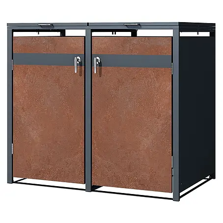 ML-Design  Mülltonnenbox Mülltonnencontainer mit Klappdeckel/Tür für 2 Tonne 120 oder 240 Liter