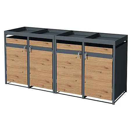 ML-Design  Mülltonnenbox Mülltonnencontainer mit Klappdeckel/Tür für 4 Tonne 120 oder 240 Liter