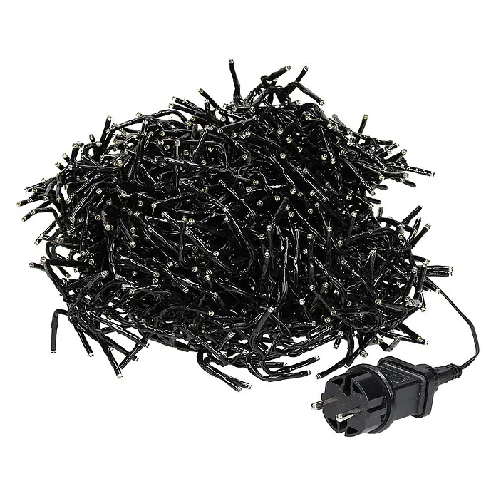 ECD Germany LED-Clusterlichterkette 1512 LEDs 11m für Innen & Außen IP44 Warmweiß - Außen, 1.512 Stk., Netzbetrieben - Schwarze LED-Lichterkette mit Eurostecker.