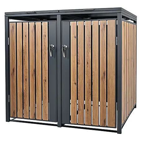 ML-Design  Mülltonnenbox Mülltonnencontainer mit Klappdeckel/Tür für 2 Tonne 120 oder 240 Liter