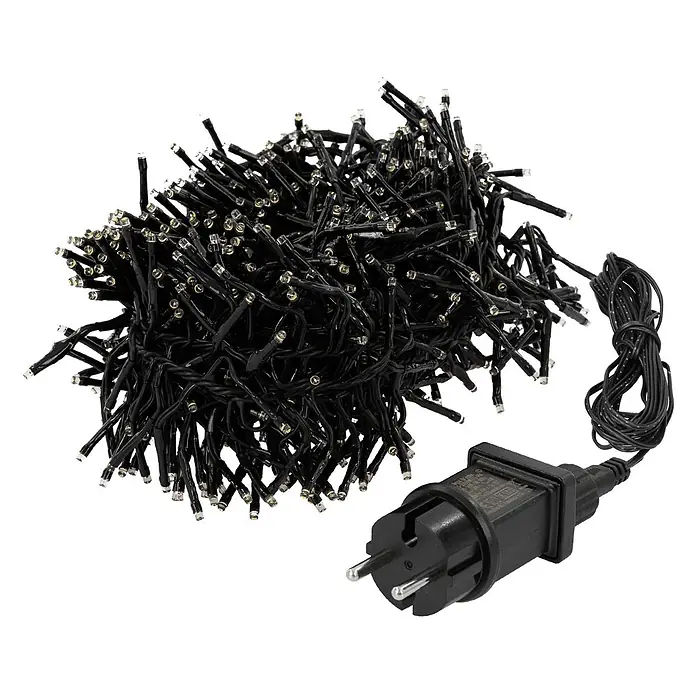 ECD Germany LED-Clusterlichterkette 768 LEDs 5,5m für Innen & Außen IP44 Warmweiß - Außen, Länge: 8,5 m, 768 Stk., Netzbetrieben - Bündel schwarzer LED-Lichterketten mit klaren Birnen und einem Eurostecker.