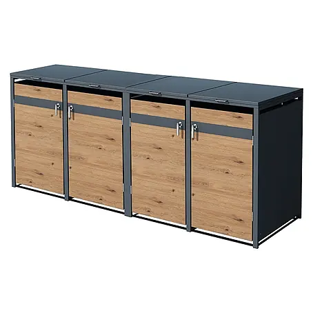 ML-Design  Mülltonnenbox Mülltonnencontainer mit Klappdeckel/Tür für 4 Tonne 120 oder 240 Liter