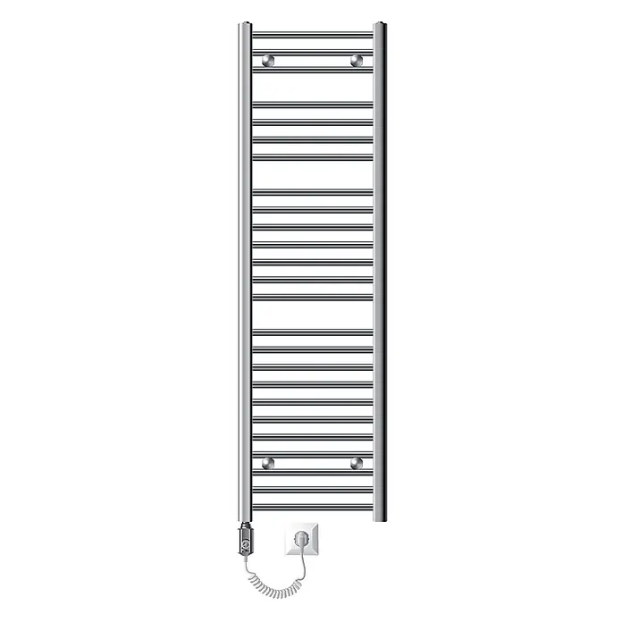 LuxeBath Elektro-Badheizkörper Handtuchwärmer mit Heizstab 400x1500 mm gerade Chrome 900W -  - Verchromter elektrischer Handtuchwärmer mit Querstreben, Netzkabel und Stecker.