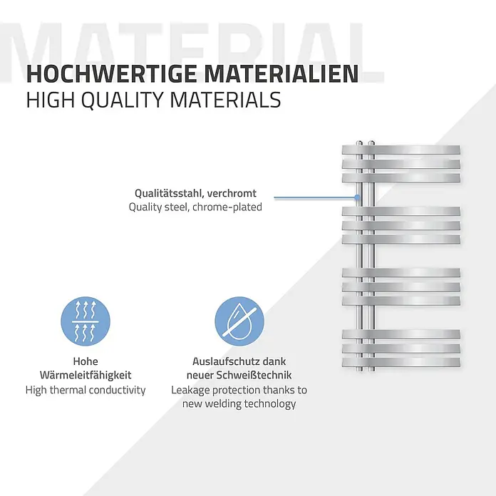 LuxeBath Elektro-Badheizkörper Design Handtuchheizkörper Handtuchwärmer Elektrisch mit Heizstab 600W - B x H: 50 x 100 cm - Verchromtes Qualitätsstahl-Heizelement mit hoher Wärmeleitfähigkeit und Auslaufschutz.