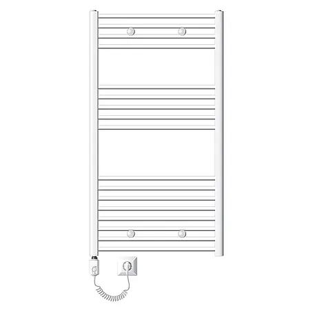 LuxeBath  Elektro-Badheizkörper Handtuchwärmer mit Heizstab 750x1200 mm gerade Weiß 1200W