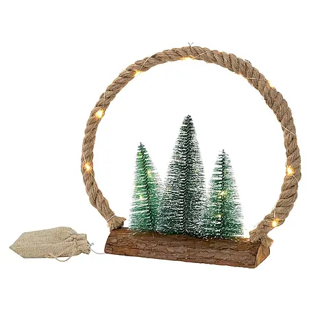 ECD Germany  LED-Weihnachtsdekofigur Dekobaum beleuchtete Winterlandschaft Tannenbaum Deko Holzbaum