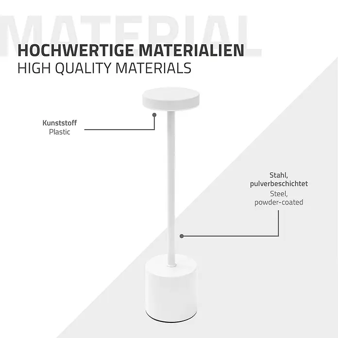 ML-Design LED-Tischleuchte rund Nachttischlampe Weiß 3 Lichtfarben Tragbare Metall Led Lampe - Weiß, Weiß - Weiße Lampe mit Kunststoffoberteil und pulverbeschichtetem Stahlgehäuse.