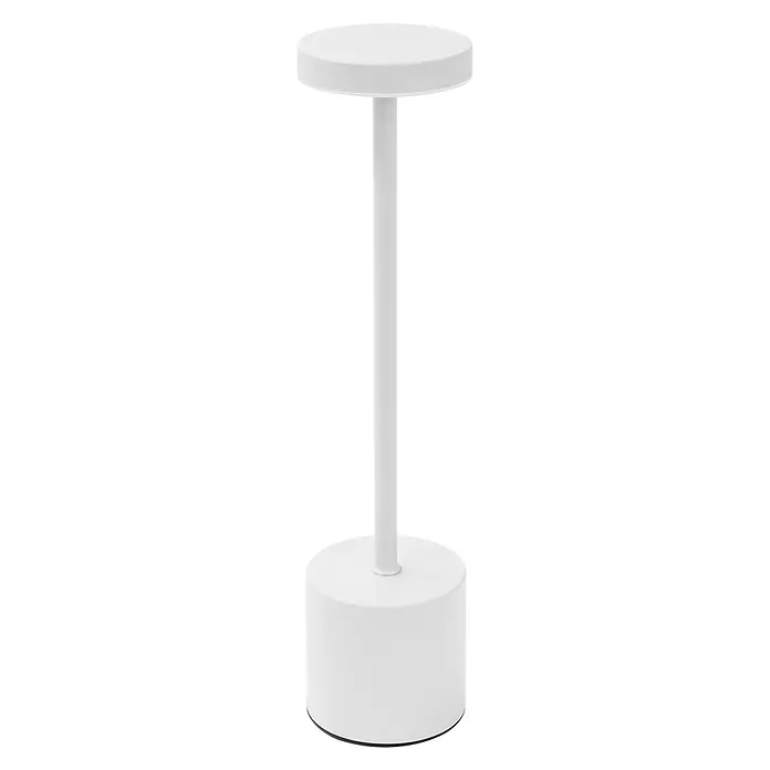 ML-Design LED-Tischleuchte rund Nachttischlampe Weiß 3 Lichtfarben Tragbare Metall Led Lampe - Weiß, Weiß - Weißer Ausstellungsständer mit runder Oberseite und zylindrischem Sockel.
