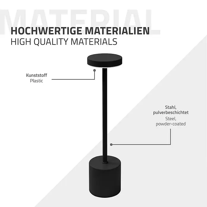 ML-Design LED-Tischleuchte rund Nachttischlampe Schwarz 3 Lichtfarben Tragbare Metall Led Lampe - Schwarz, Schwarz - Schwarze, minimalistische Tischleuchte mit Kunststoffkopf und pulverbeschichtetem Stahlkörper sowie -sockel.