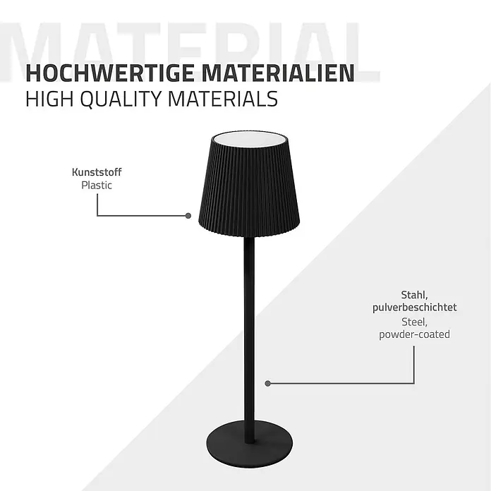 ML-Design LED-Tischleuchte rund Nachttischlampe Schwarz 4 Stufen Tragbare Metall LED Lampe - Schwarz, Schwarz - Schwarze Stehleuchte aus Kunststoff und pulverbeschichtetem Stahl.