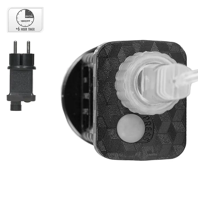 ECD Germany LED-Weihnachtsdekoleuchte Wandkranz Hängekranz Weihnachts Kranz Lichterkranz Dekorationskranz - 38 x 5 x 38 cm, Weiß, Netzbetrieben, LED - Schwarzer elektrischer Zeitschaltadapter mit 6h EIN/18h AUS-Taste, zusammen mit einem zweipoligen Stecker.