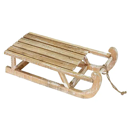 ECD Germany  LED-Weihnachtsdekofigur Dekoschlitten Retro Rodel Holzschlitten Winterdeko