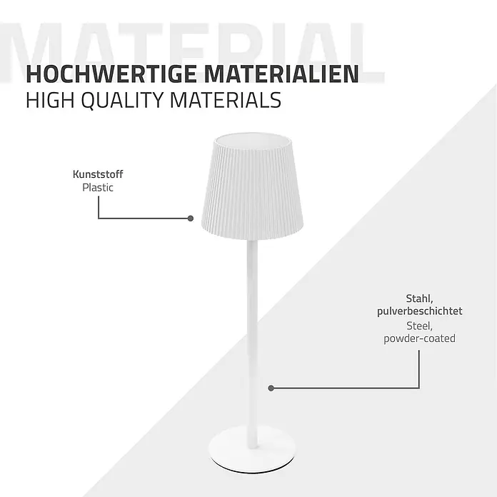 ML-Design LED-Tischleuchte rund Nachttischlampe Weiß 4 Stufen Tragbare Metall LED Lampe - Weiß, Weiß - Weiße Stehleuchte mit plissiertem Kunststoffschirm und pulverbeschichtetem Stahlfuß.