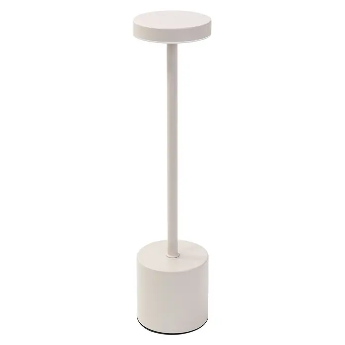 ML-Design LED-Tischleuchte rund Nachttischlampe Creme 3 Lichtfarben Tragbare Metall Led Lampe - Creme, Creme - Minimalistischer cremefarbener Beistelltisch mit runder Platte, schlankem Zylinderfuß und dicker runder Basis.