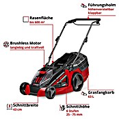 Einhell Power X-Change Cortacésped de batería (36 V, Iones de litio, 4 Ah, 2 baterías, Ancho de corte: 43 cm)