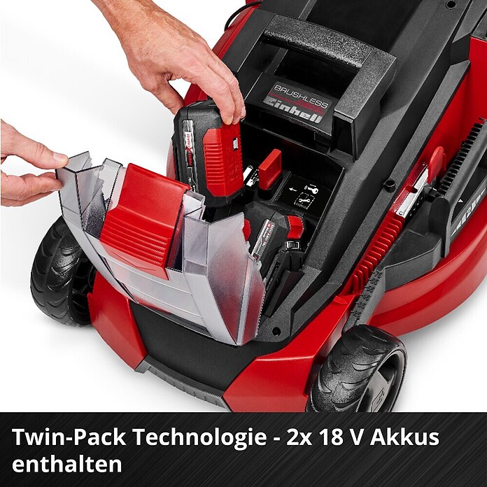 Einhell Power X-Change Cortacésped de batería (36 V, Iones de litio, 4 Ah, 2 baterías, Ancho de corte: 43 cm)
