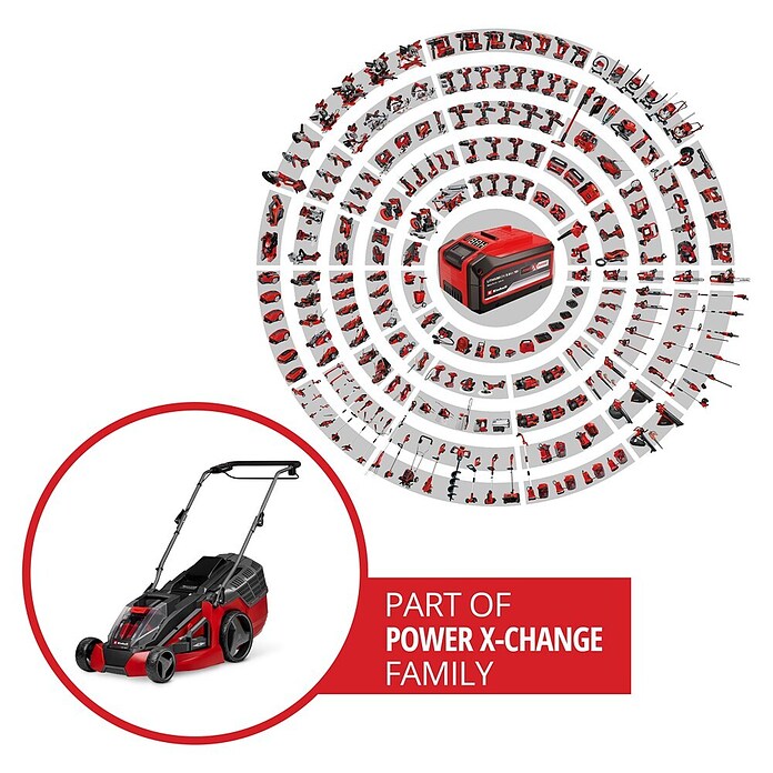 Einhell Power X-Change Cortacésped de batería (36 V, Iones de litio, 4 Ah, 2 baterías, Ancho de corte: 43 cm)