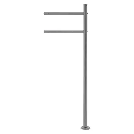 ML-Design  Standbriefkasten Silber rund Höhe 120 cm Freistehend Halterung für Briefkasten