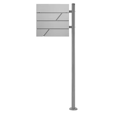 ML-Design  Standbriefkasten Briefkastenanlage mit Ständer Silber 120cm Mailbox mit Pfosten