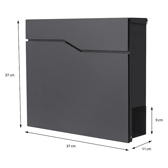 ML-Design Standbriefkasten Briefkastenanlage mit Ständer Silber 120cm Mailbox mit Pfosten - L x B x H: 11 x 42,5 x 120 cm, Anthrazit, Silber, Edelstahl - Dunkelgrauer, rechteckiger Briefkasten mit diagonalem Einwurfschlitz und Zeitungsfach. Abmessungen 37x37x11 cm.