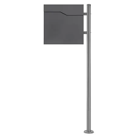 ML-Design  Standbriefkasten Briefkastenanlage mit Ständer Silber 120cm Mailbox mit Pfosten