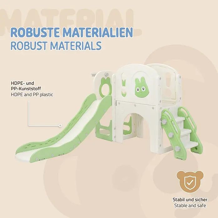 ECD Germany Rutsche - B x L: 134,5 x 162 cm, Kunststoff, Weiß, Grün - Weiße und grüne Kinderrutsche mit Spielturm aus robustem HDPE- und PP-Kunststoff, stabil und sicher.