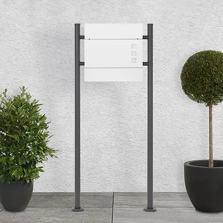 ECD Germany  Standbriefkasten Briefkastenanlage mit Ständer Anthrazit 120cm Mailbox mit Pfosten