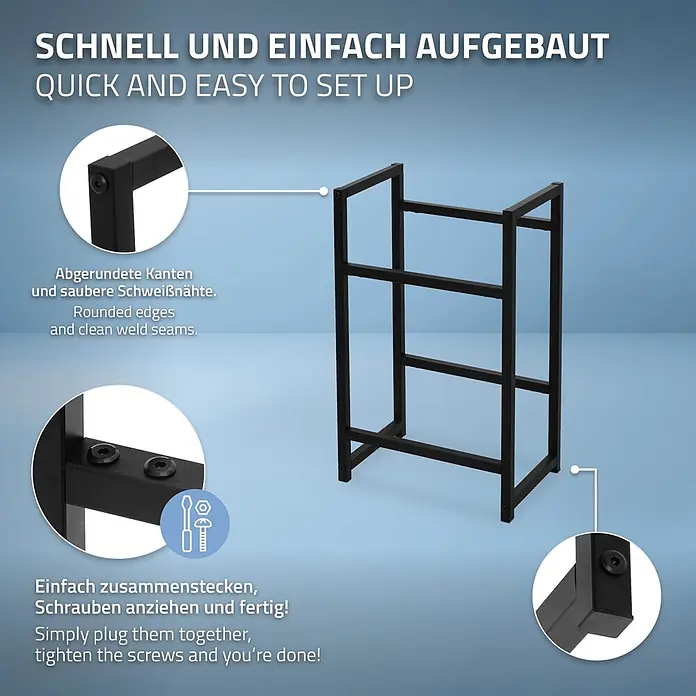 ML-Design Getränkekistenregal 1 x Keramik Waschbecken mit Ablaufgarnitur von ML-Design - Traglast pro Boden: 150 kg, Anzahl Böden: 2 Stk., Stecken, Anthrazit - Schwarzmetallrahmen mit abgerundeten Kanten, sauberen Schweißnähten und einfacher Schraubmontage.