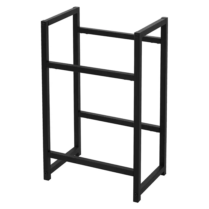 ML-Design Getränkekistenregal 1 x Keramik Waschbecken mit Ablaufgarnitur von ML-Design - Traglast pro Boden: 150 kg, Anzahl Böden: 2 Stk., Stecken, Anthrazit - Schwarzes Metallgestell mit drei Querstreben, geeignet als Ständer oder Basis.