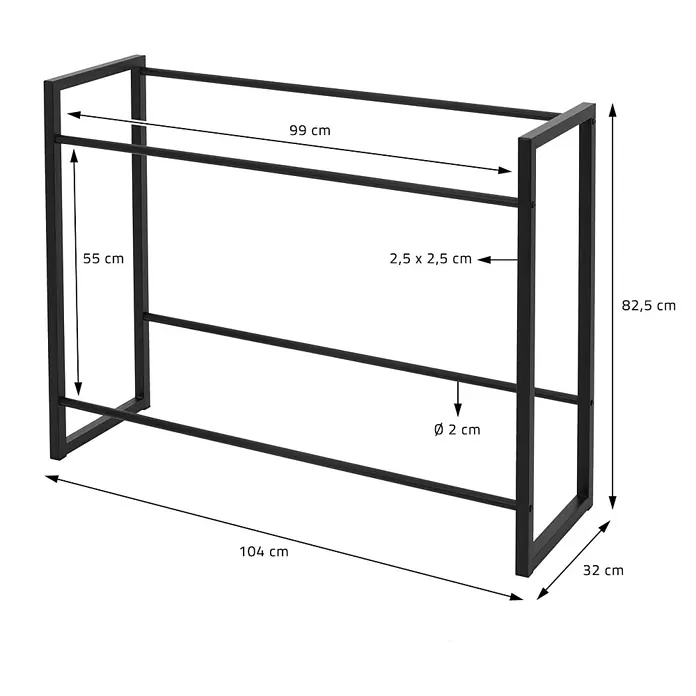 ML-Design Getränkekistenregal Kastenständer für 6 Kisten stabiles Standregal freistehend Stahl - Traglast pro Boden: 150 kg, Anzahl Böden: 8 Stk., Stecken, Anthrazit - Schwarzer Kleiderständer aus Metall mit zwei Stangen, 104x32x82,5 cm. Mit 2,5x2,5 cm Rahmen und 2 cm Stangen für effiziente Lagerung.