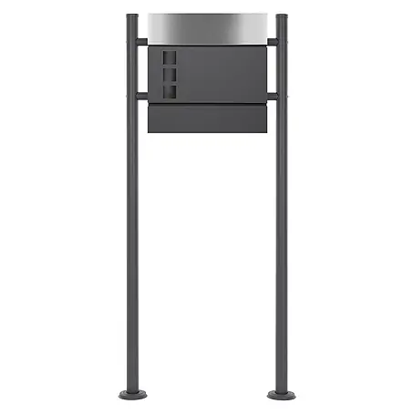 ECD Germany  Standbriefkasten Briefkastenanlage mit Ständer Anthrazit 120cm Mailbox mit Pfosten