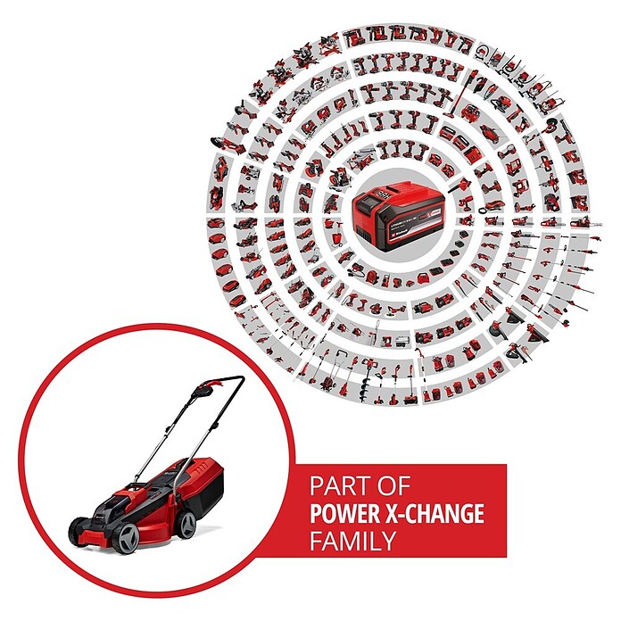 Einhell Power X-Change Cortacésped de batería (18 V, Power X-Change, con iones de litio, Sin batería, Ancho de corte: 30 cm)