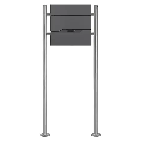 ML-Design  Standbriefkasten Briefkastenanlage mit Ständer Silber 120cm Mailbox mit Pfosten